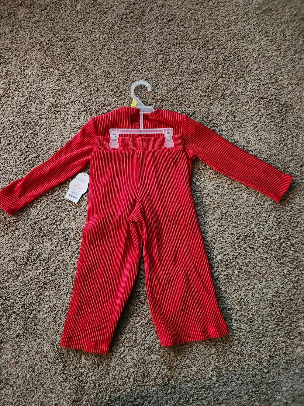 wonder nation Red Ribbed Knot-Front Long Sleeve & Pants Set For Girls Size 3T